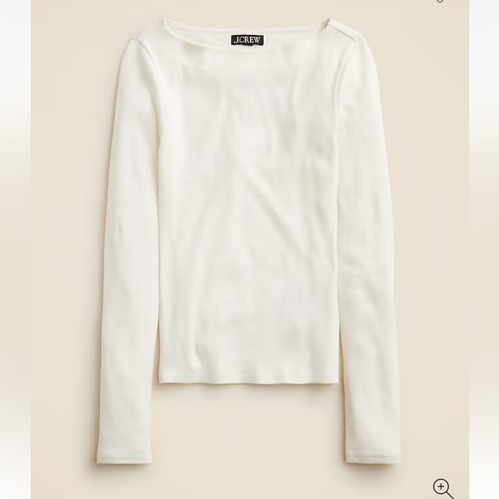 J. Crew Fine Rib Boatneck Top in Ivory NWT Size S